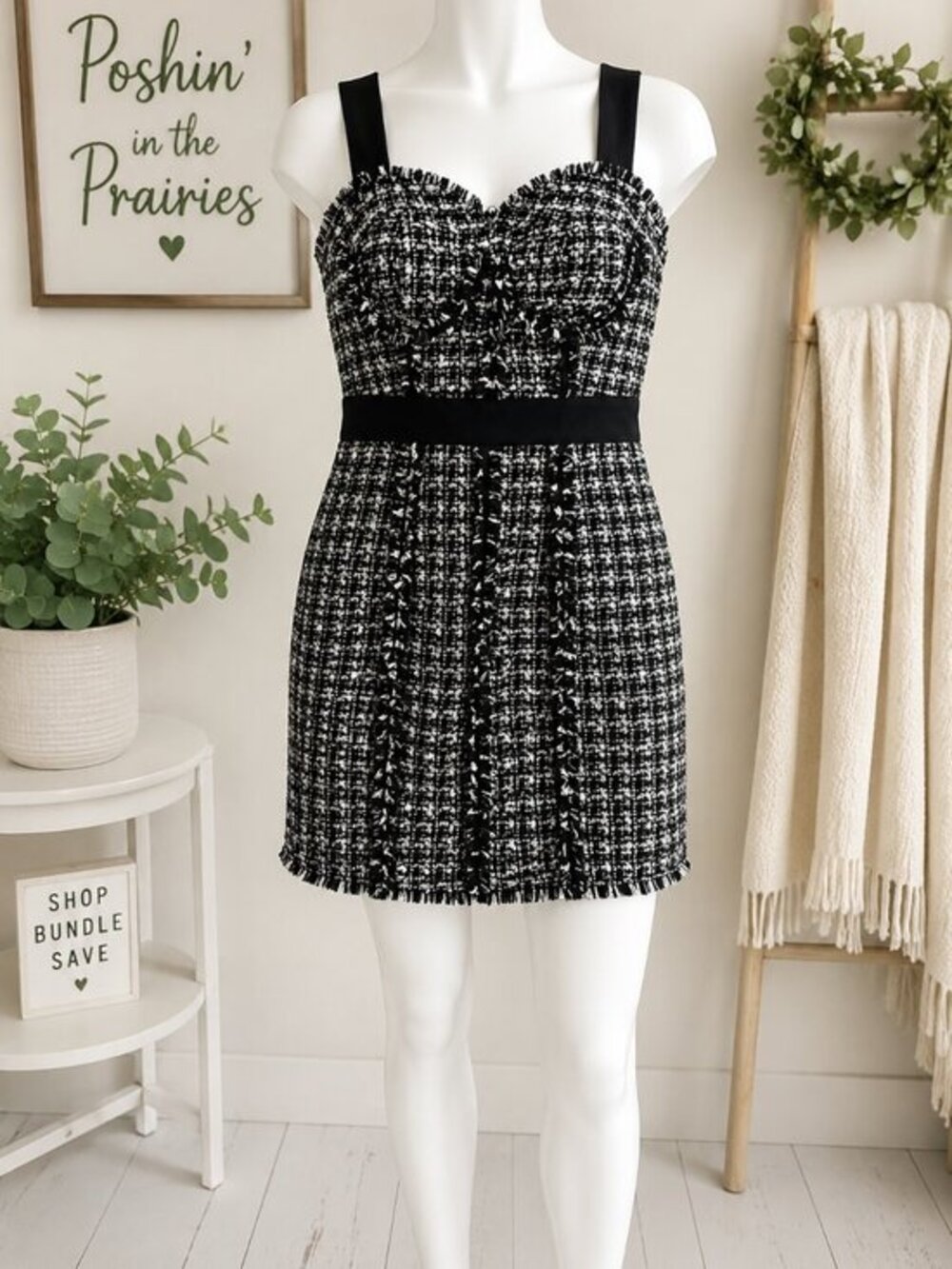 🖤 GUESS Black & White Tweed Dress 🖤 Size 1